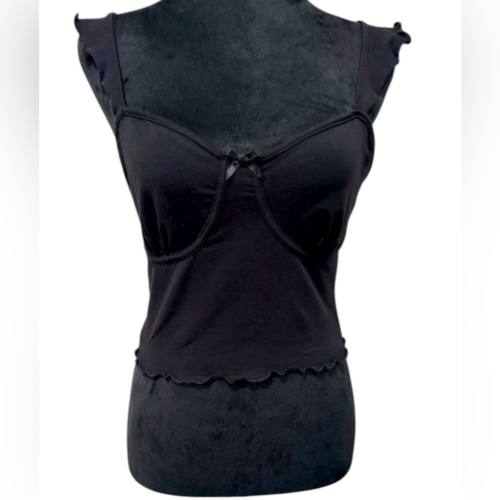 NWT Heart & Hips Black Sweetheart Crop Top Y2K Goth Fairy Grunge L - Picture 2 of 13